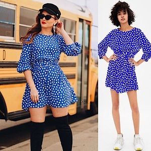 Zara TRF Blue Polka Dot Minidress!